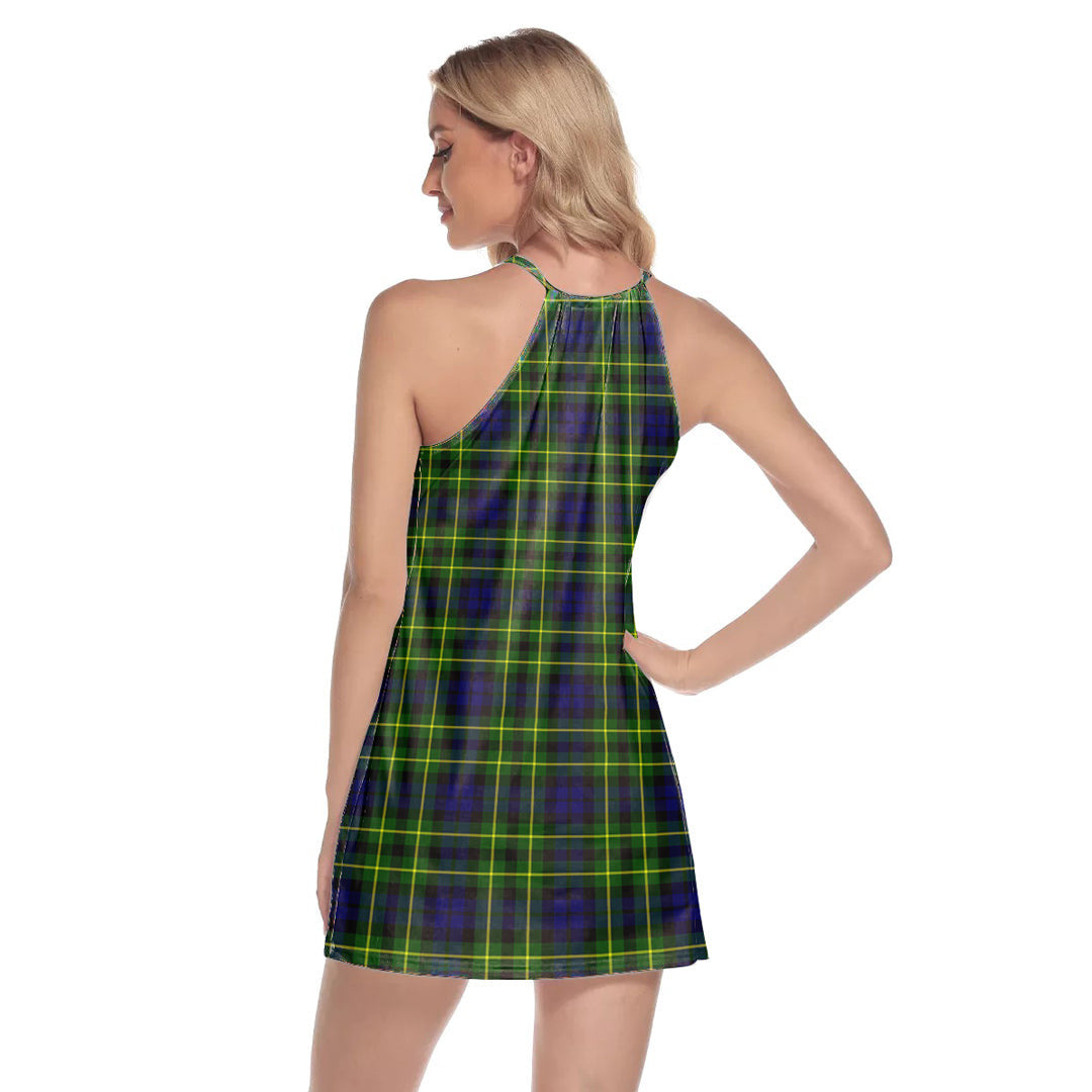 Campbell of Breadalbane Modern Tartan Plaid Round Neck Above Knee Dress