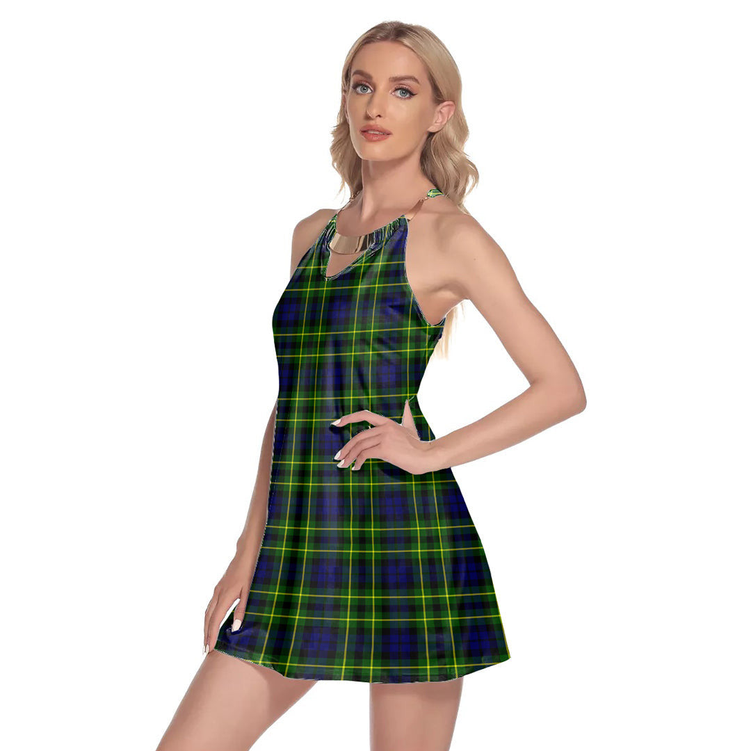 Campbell of Breadalbane Modern Tartan Plaid Round Neck Above Knee Dress