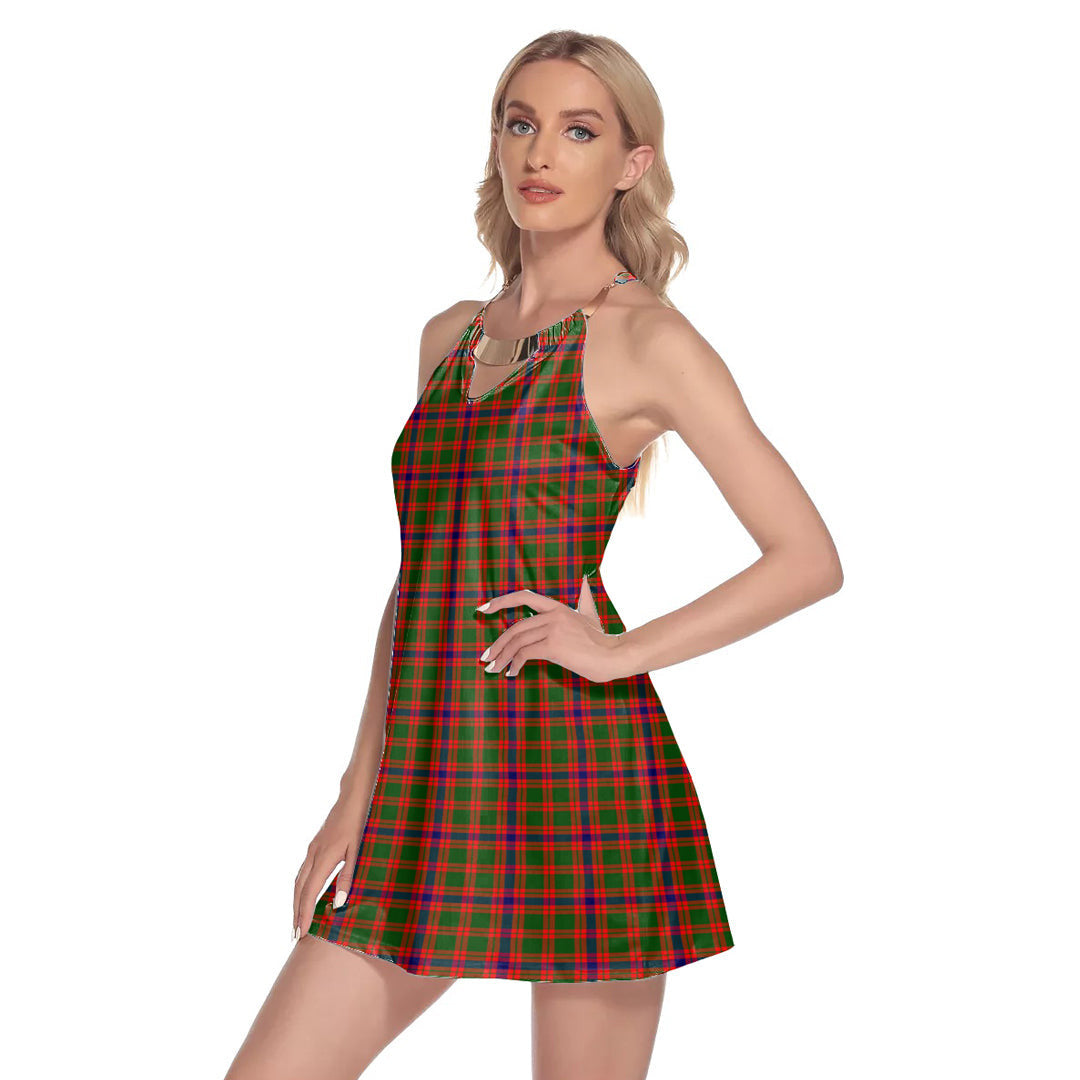 Skene Modern Tartan Plaid Round Neck Above Knee Dress