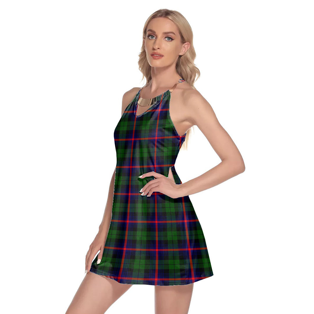 Urquhart Modern Tartan Plaid Round Neck Above Knee Dress