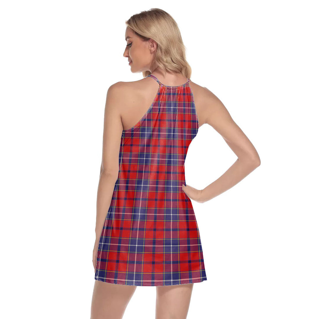 Wishart Dress Tartan Plaid Round Neck Above Knee Dress