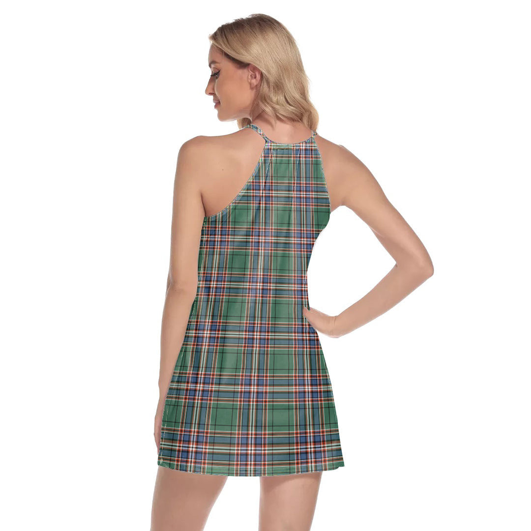 MacFarlane Hunting Ancient Tartan Plaid Round Neck Above Knee Dress