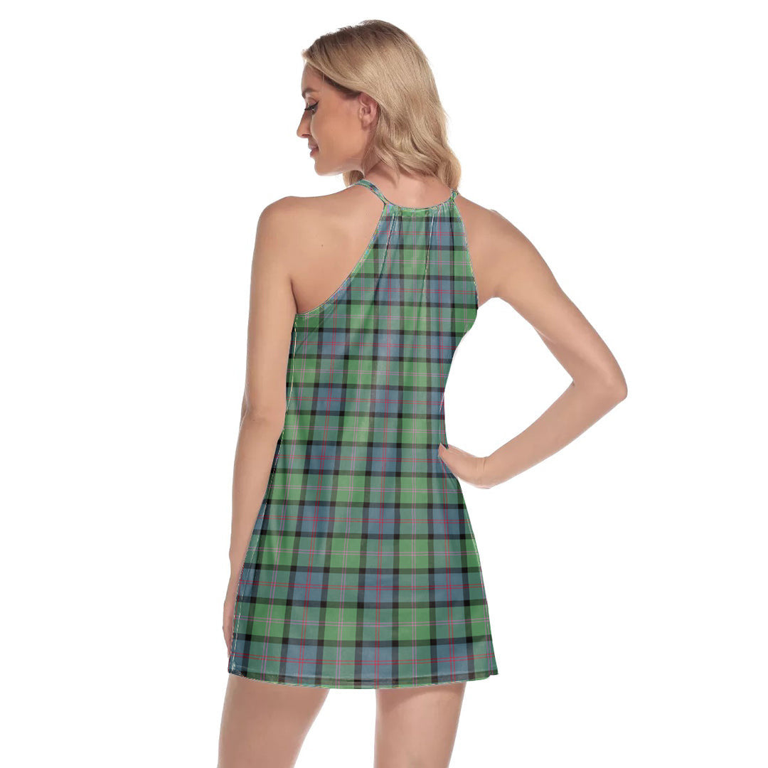 MacThomas Ancient Tartan Plaid Round Neck Above Knee Dress