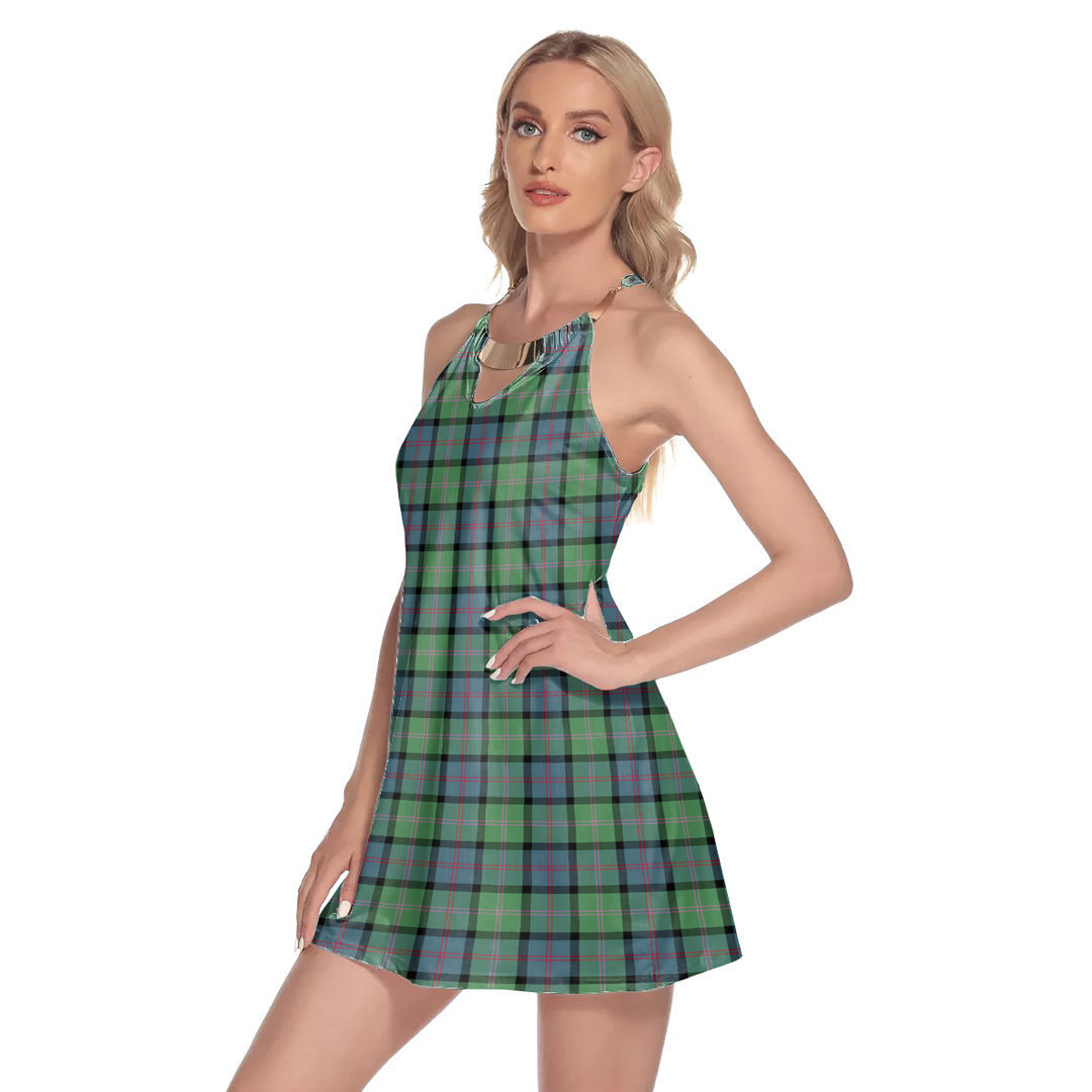 MacThomas Ancient Tartan Plaid Round Neck Above Knee Dress