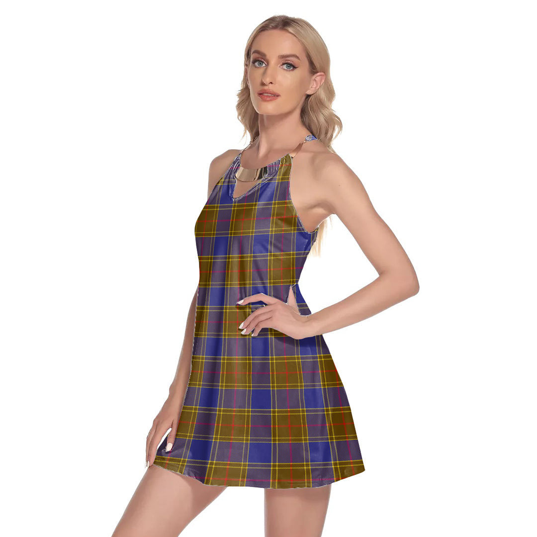 Balfour Modern Tartan Plaid Round Neck Above Knee Dress