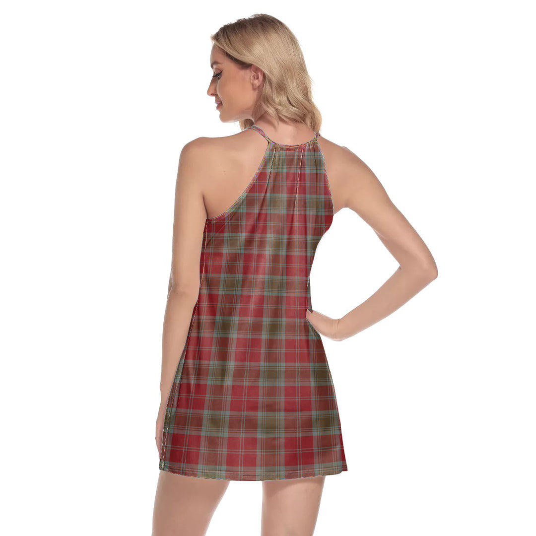 Lindsay Weathered Tartan Plaid Round Neck Above Knee Dress