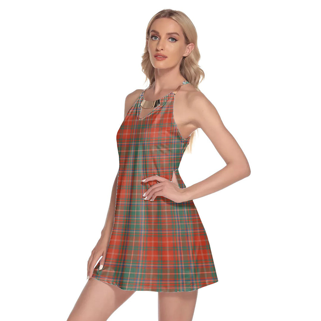 MacDougall Ancient Tartan Plaid Round Neck Above Knee Dress