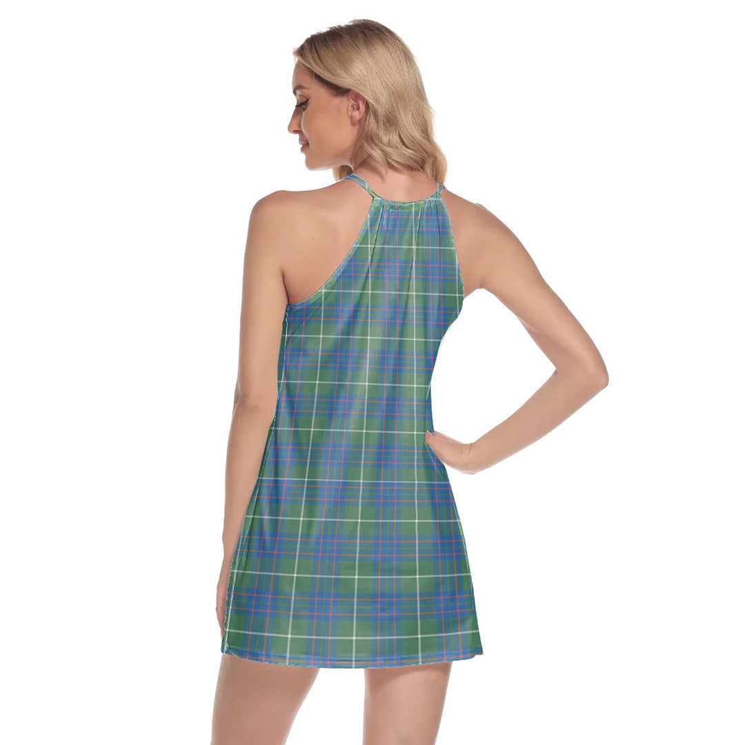 MacIntyre Hunting Ancient Tartan Plaid Round Neck Above Knee Dress