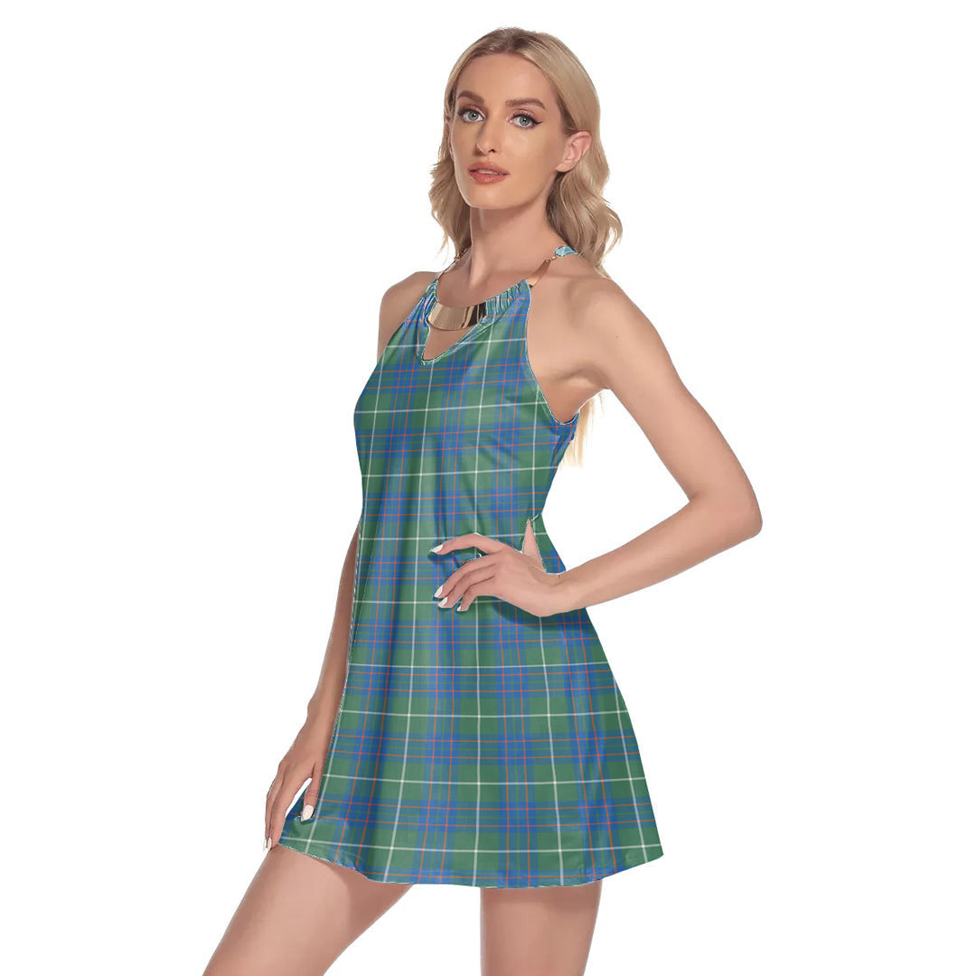 MacIntyre Hunting Ancient Tartan Plaid Round Neck Above Knee Dress