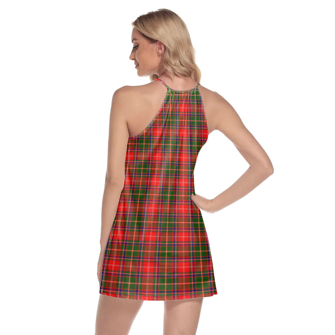 Somerville Modern Tartan Plaid Round Neck Above Knee Dress