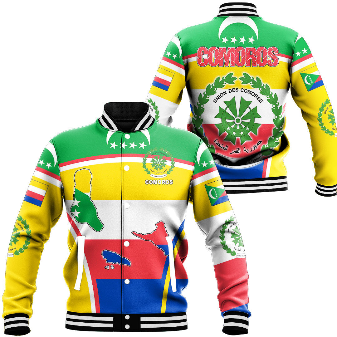 Africa Jacket - Comoros Active Flag Baseball Jacket