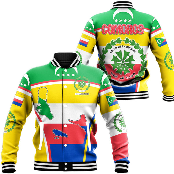 Africa Jacket - Comoros Active Flag Baseball Jacket