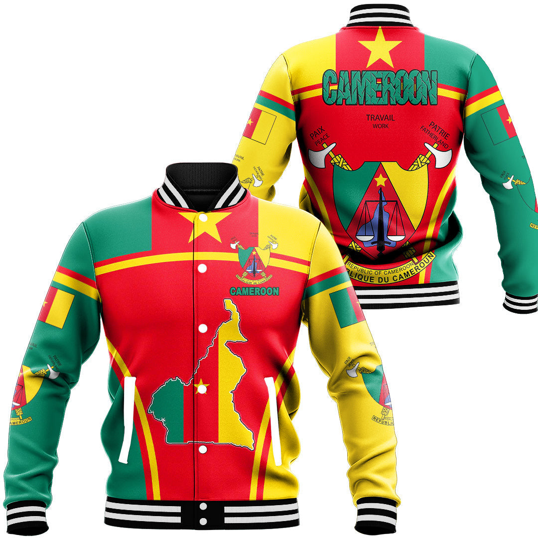 Africa Jacket - Cameroon Active Flag Baseball Jacket