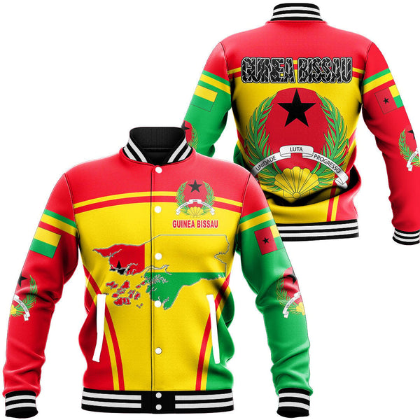 Africa Jacket - Guinea Bissau Active Flag Baseball Jacket