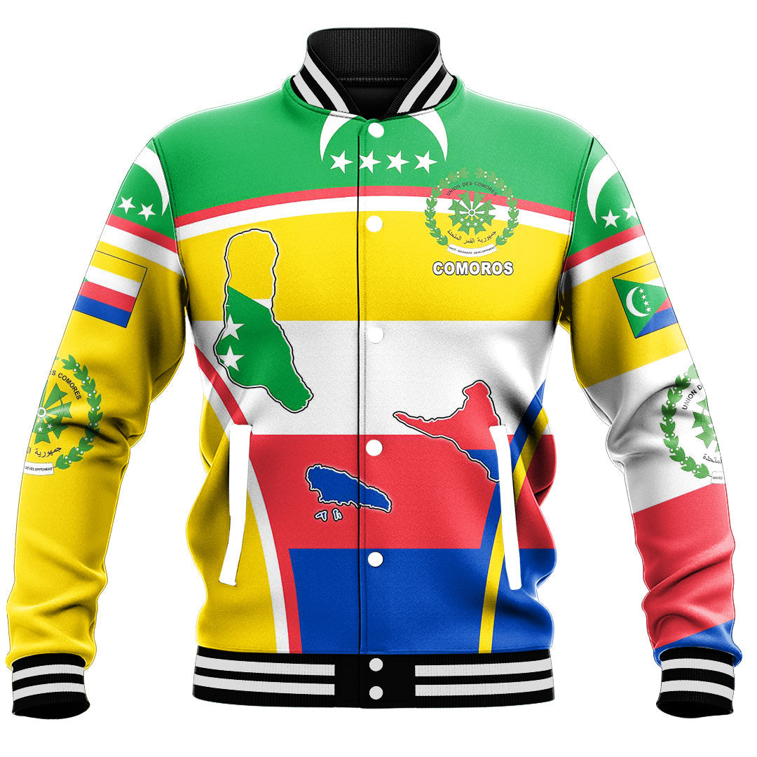 Africa Jacket - Comoros Active Flag Baseball Jacket