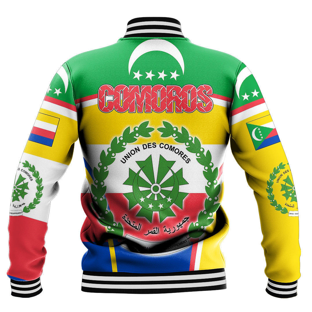 Africa Jacket - Comoros Active Flag Baseball Jacket