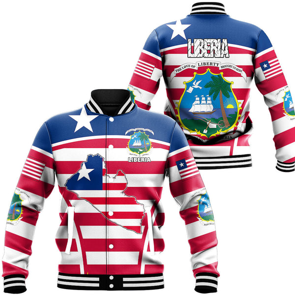 Africa Jacket - Liberia Active Flag Baseball Jacket