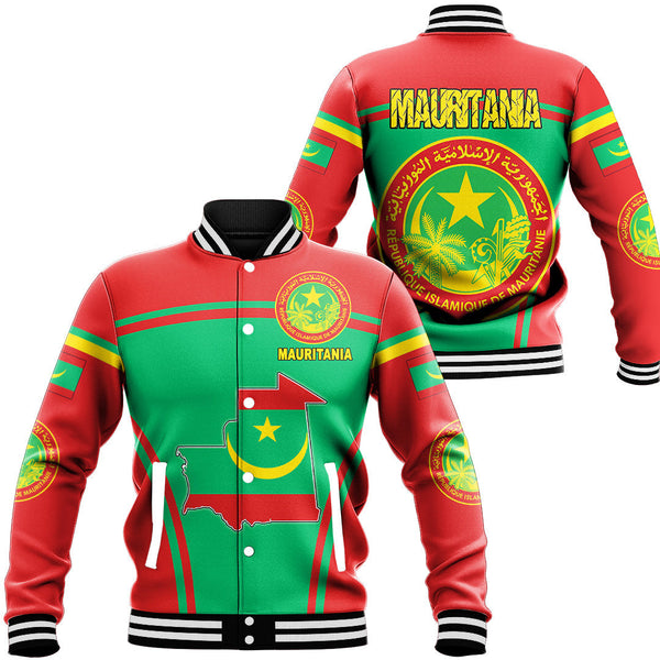 Africa Jacket - Mauritania Active Flag Baseball Jacket