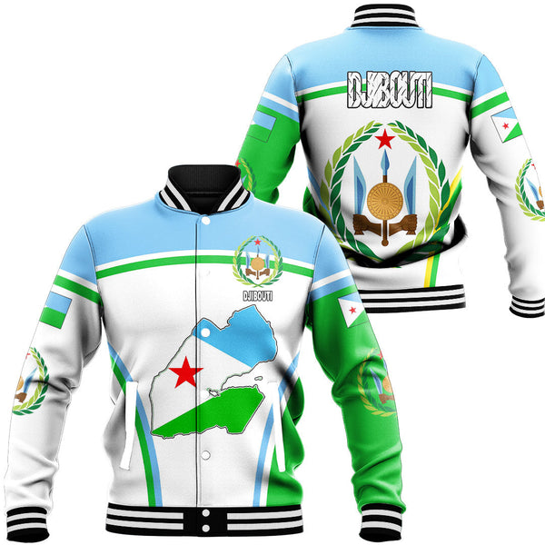 Africa Jacket - Djibouti Active Flag Baseball Jacket