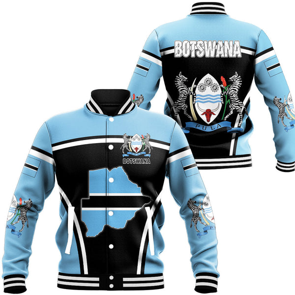 Africa Jacket - Botswana Active Flag Baseball Jacket