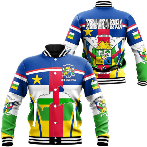 Africa Jacket - Central African Republic Active Flag Baseball Jacket