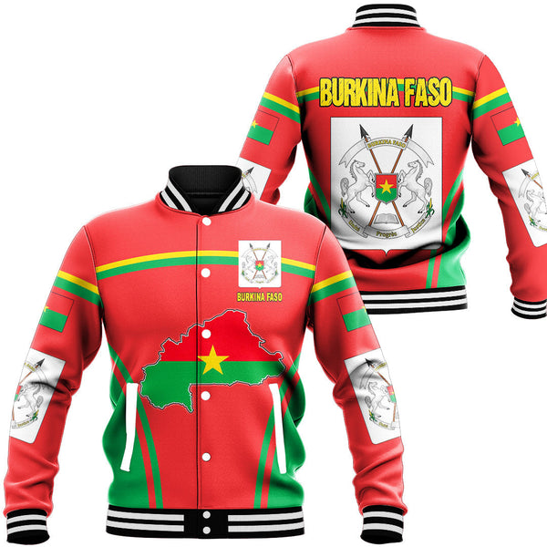 Africa Jacket - Burkina Faso Active Flag Baseball Jacket