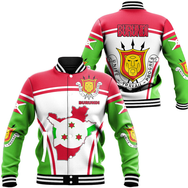 Africa Jacket - Burundi Active Flag Baseball Jacket