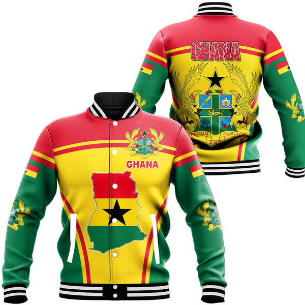 Africa Jacket - Ghana Active Flag Baseball Jacket