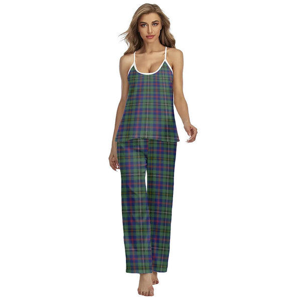 Wood Modern Tartan Plaid Cami Pajamas Sets