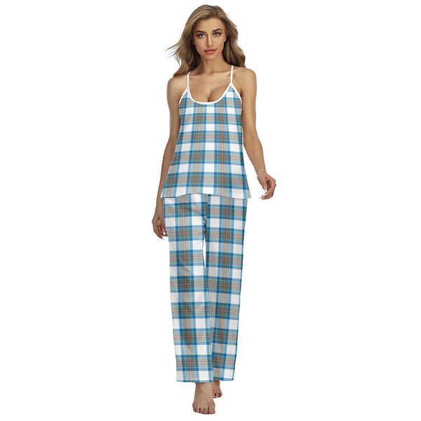 Stewart Muted Blue Tartan Plaid Cami Pajamas Sets