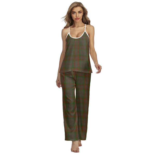 Gray Tartan Plaid Cami Pajamas Sets