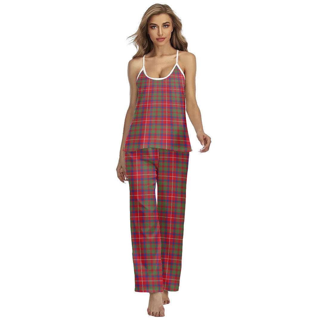 Shaw Red Modern Tartan Plaid Cami Pajamas Sets