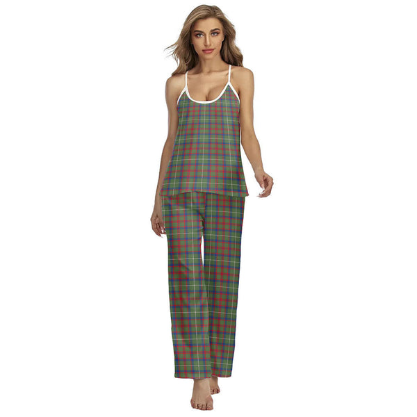 Shaw Green Modern Tartan Plaid Cami Pajamas Sets
