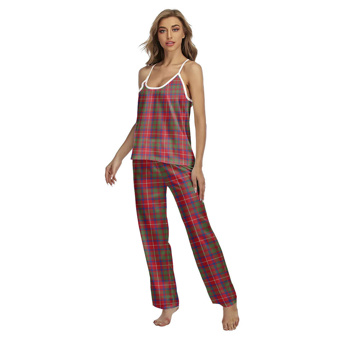 Shaw Red Modern Tartan Plaid Cami Pajamas Sets