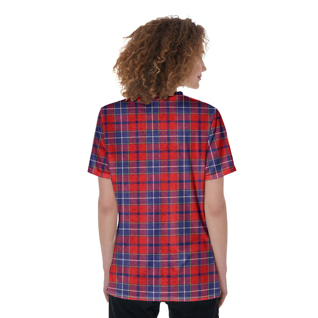 Wishart Dress Tartan Plaid V-Neck String Short Sleeve Shirt