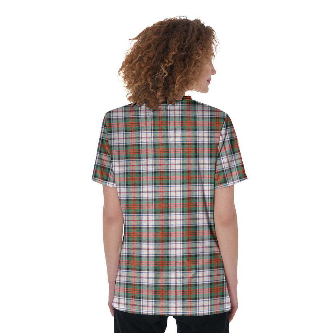 MacDuff Dress Ancient Tartan Plaid V-Neck String Short Sleeve Shirt