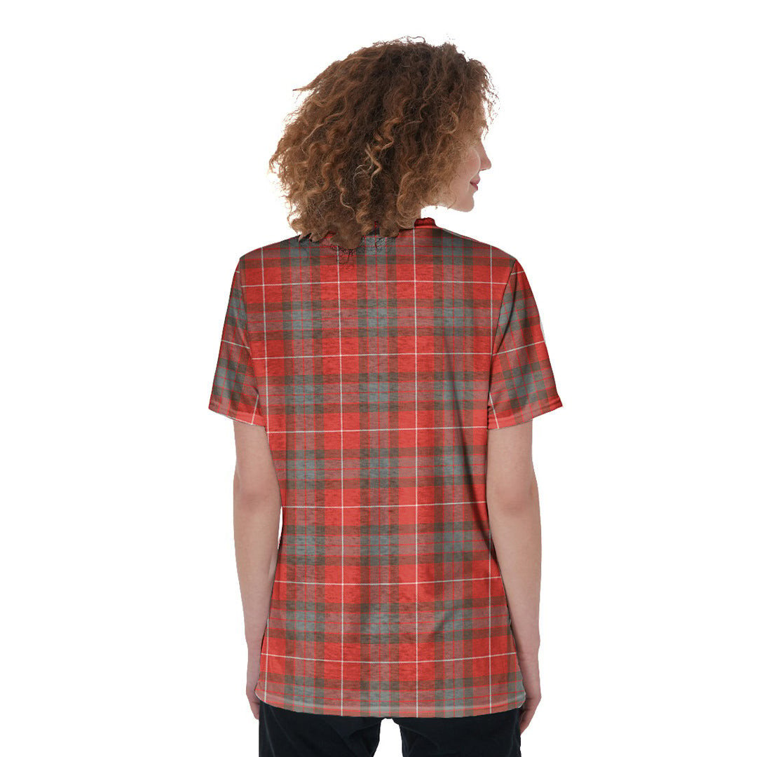 Fraser Weathered Tartan Plaid V-Neck String Short Sleeve Shirt