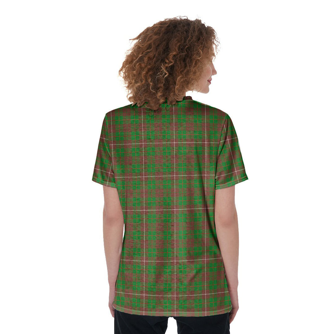 MacKinnon Hunting Modern Tartan Plaid V-Neck String Short Sleeve Shirt