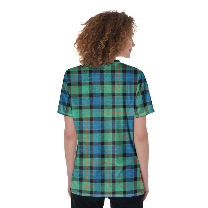 Gunn Ancient Tartan Plaid V-Neck String Short Sleeve Shirt