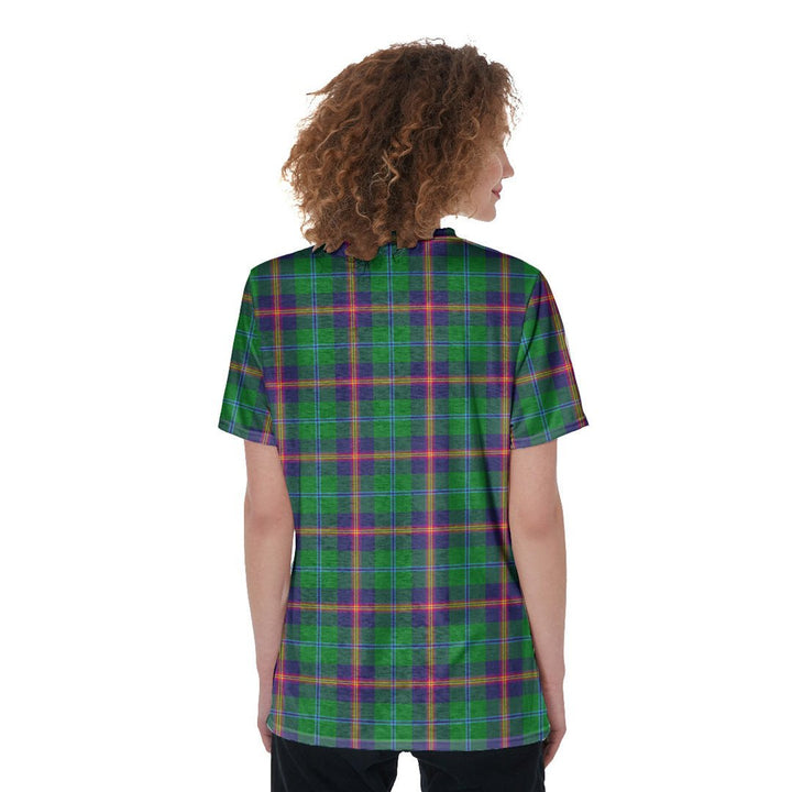 Young Modern Tartan Plaid V-Neck String Short Sleeve Shirt