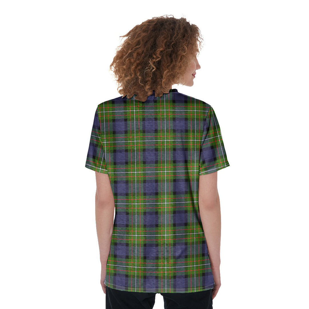 Fergusson Modern Tartan Plaid V-Neck String Short Sleeve Shirt