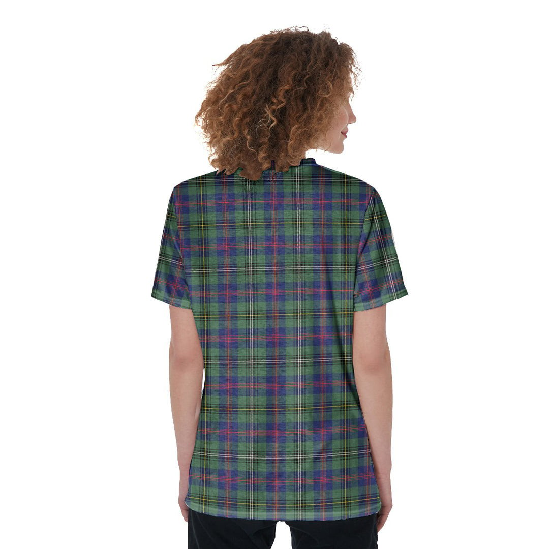 Wood Modern Tartan Plaid V-Neck String Short Sleeve Shirt