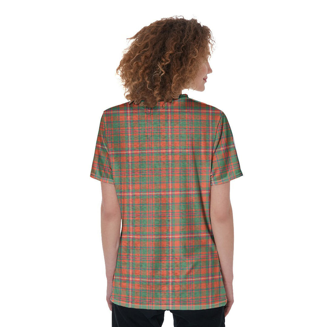 MacKinnon Ancient Tartan Plaid V-Neck String Short Sleeve Shirt