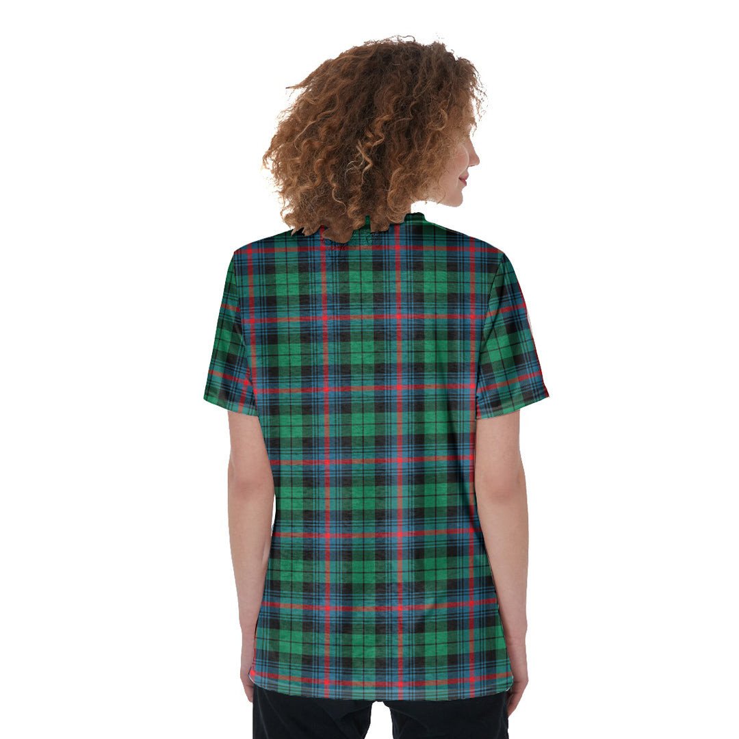 Urquhart Broad Red Ancient Tartan Plaid V-Neck String Short Sleeve Shirt