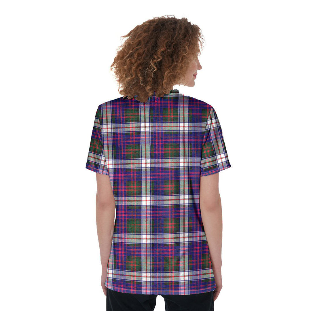MacDonald Dress Modern Tartan Plaid V-Neck String Short Sleeve Shirt