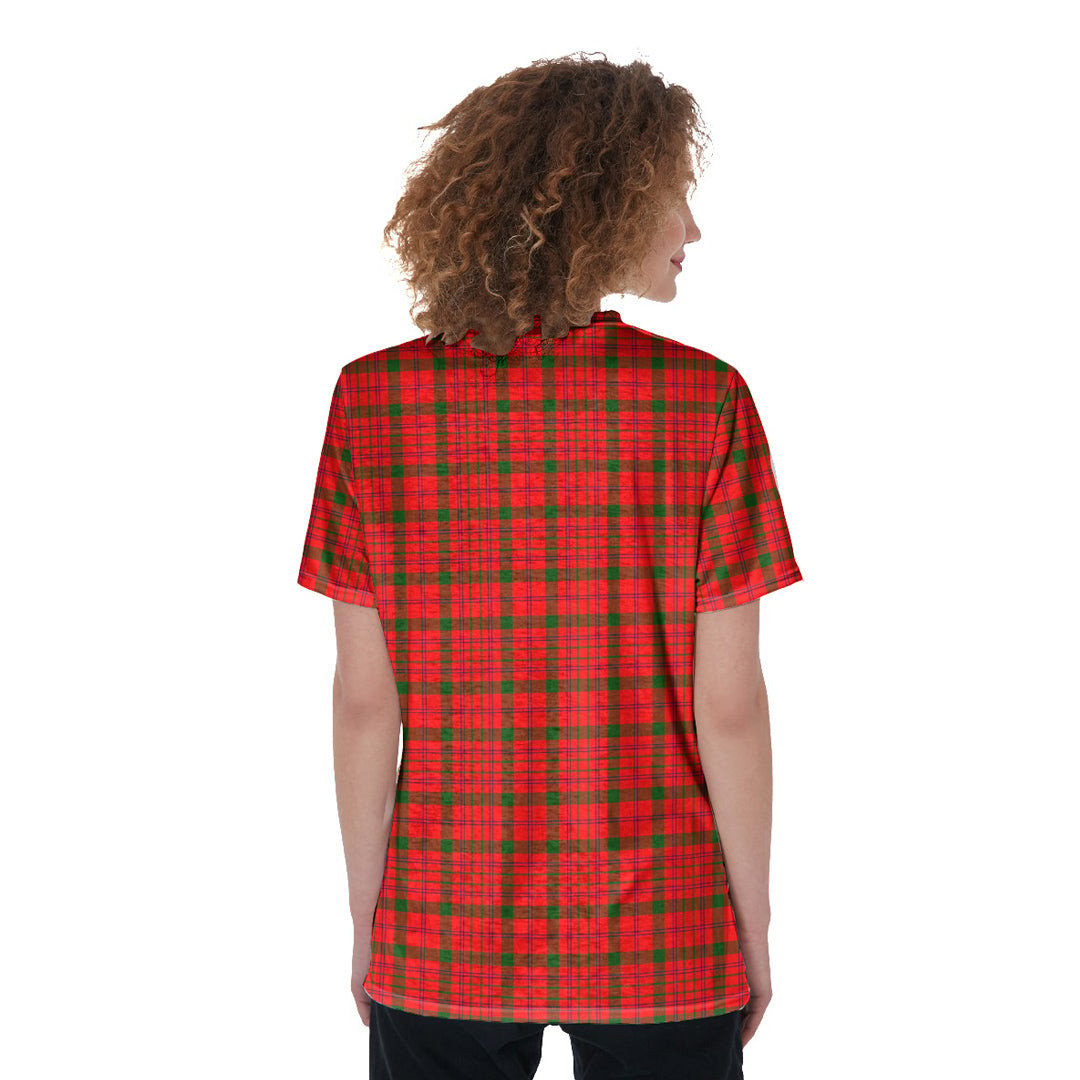 MacDonnell of Keppoch Modern Tartan Plaid V-Neck String Short Sleeve Shirt