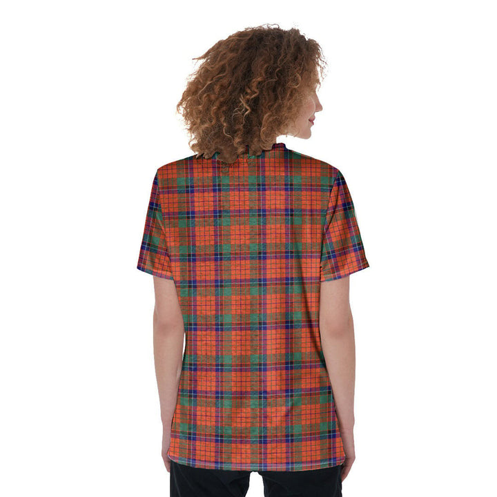 Nicolson Ancient Tartan Plaid V-Neck String Short Sleeve Shirt