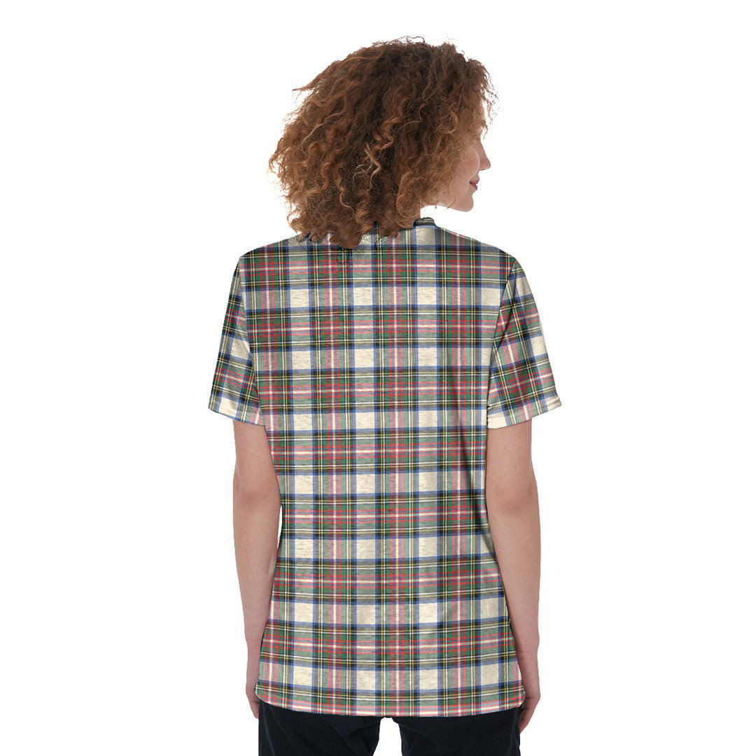 Stewart Dress Ancient Tartan Plaid V-Neck String Short Sleeve Shirt