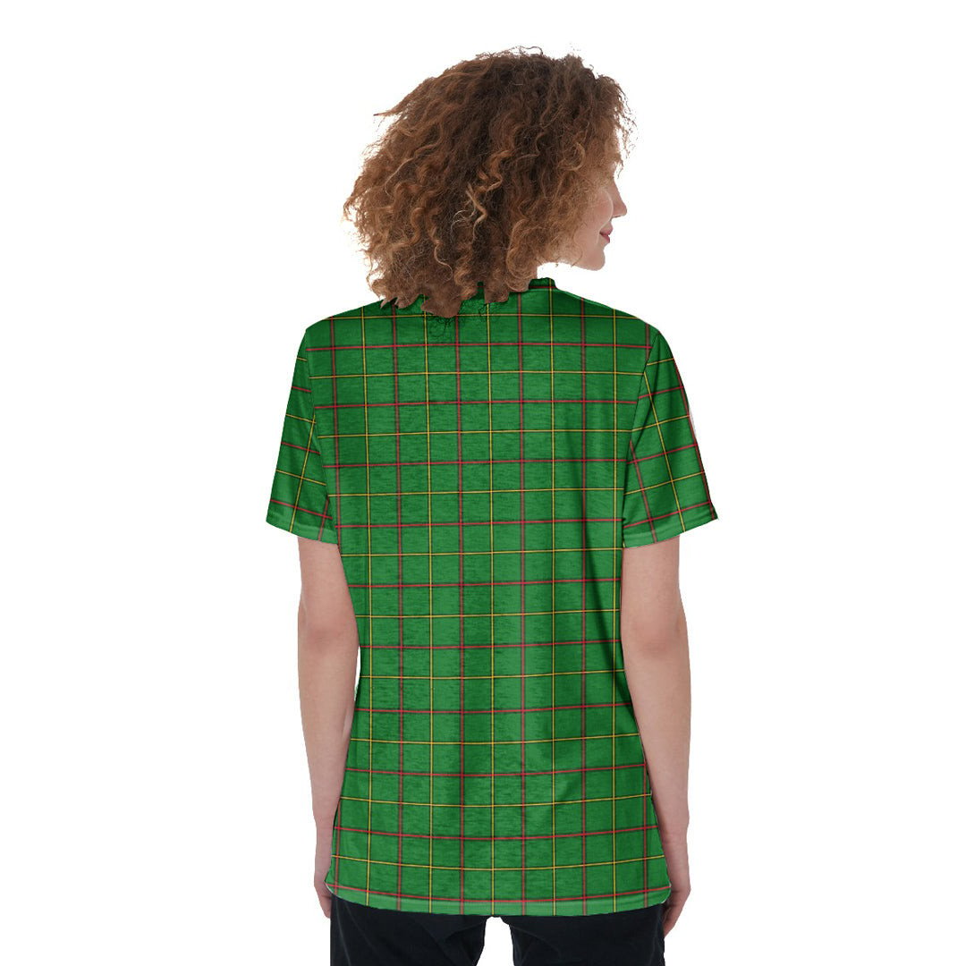 Tribe of Mar Tartan Plaid V-Neck String Short Sleeve Shirt