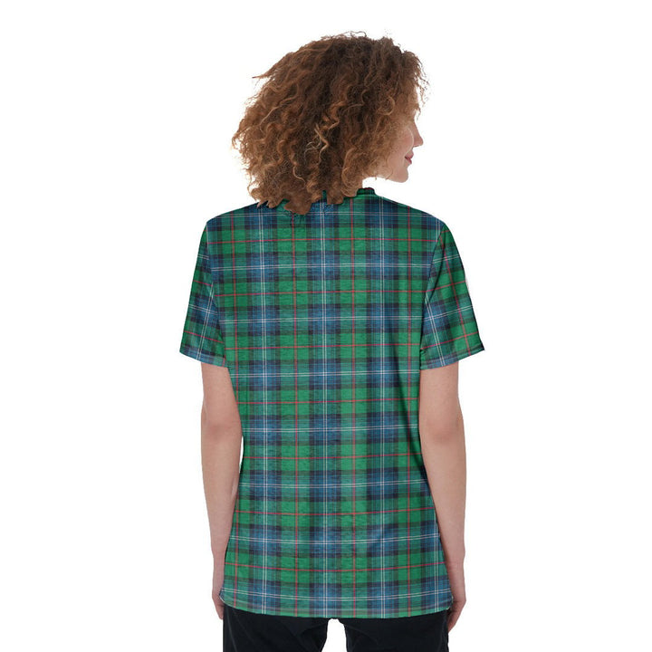 Urquhart Ancient Tartan Plaid V-Neck String Short Sleeve Shirt